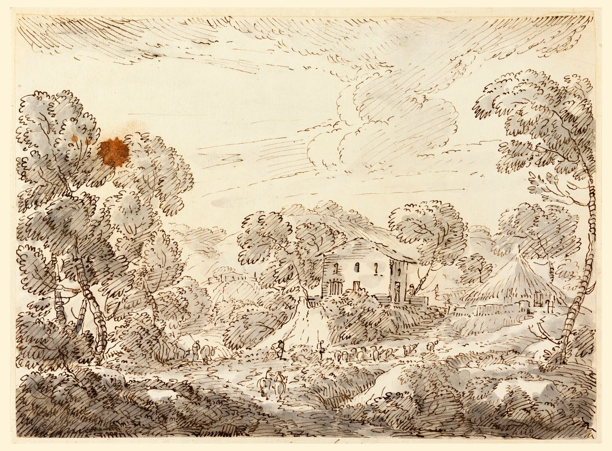 Piirros, Talonpojan asunto metsäisessä maassa, 1750-1770 tekijältä Carlo Marchionni