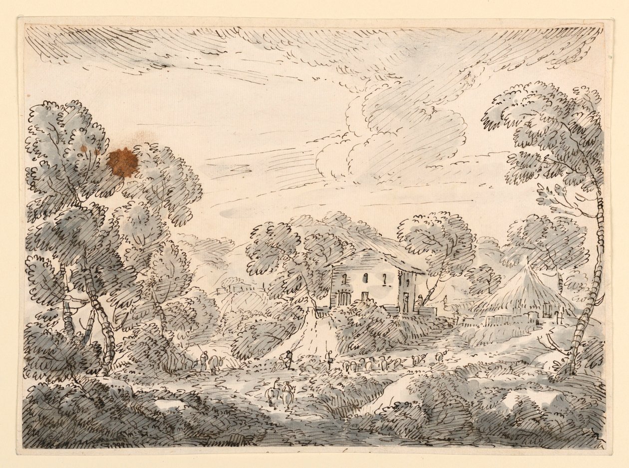 Piirros, Talonpojan asunto metsäisessä maassa, 1750-1770 tekijältä Carlo Marchionni