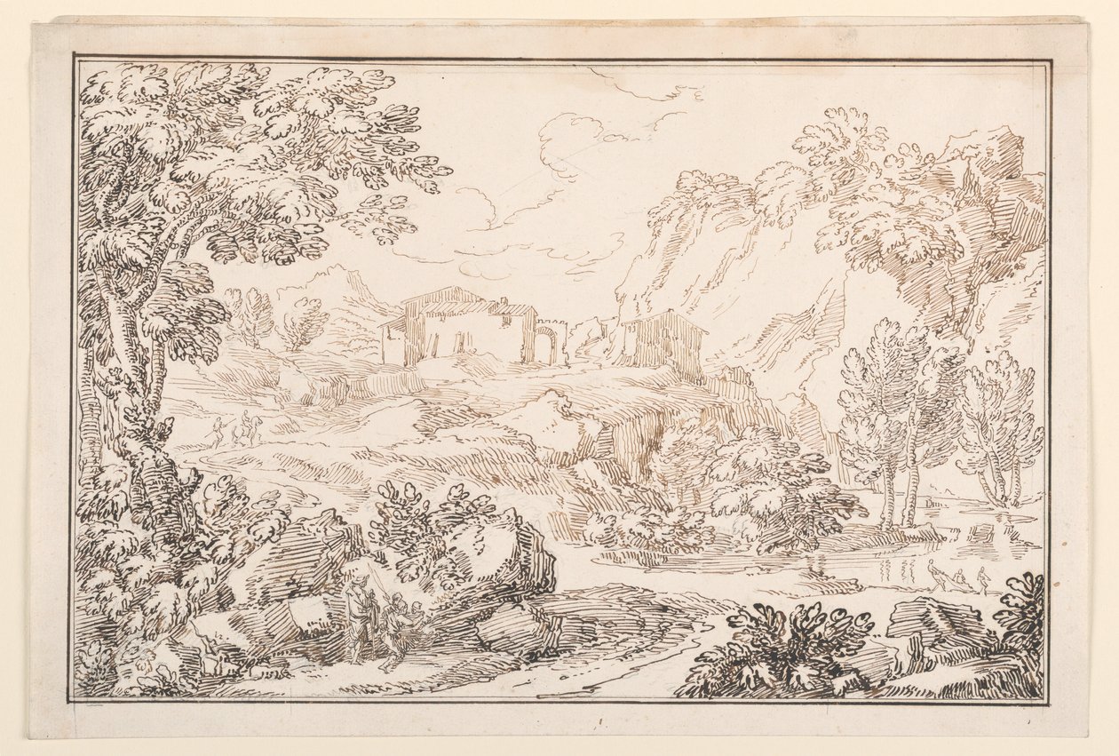 Piirustus, Maisema, 1770-86 tekijältä Carlo Marchionni