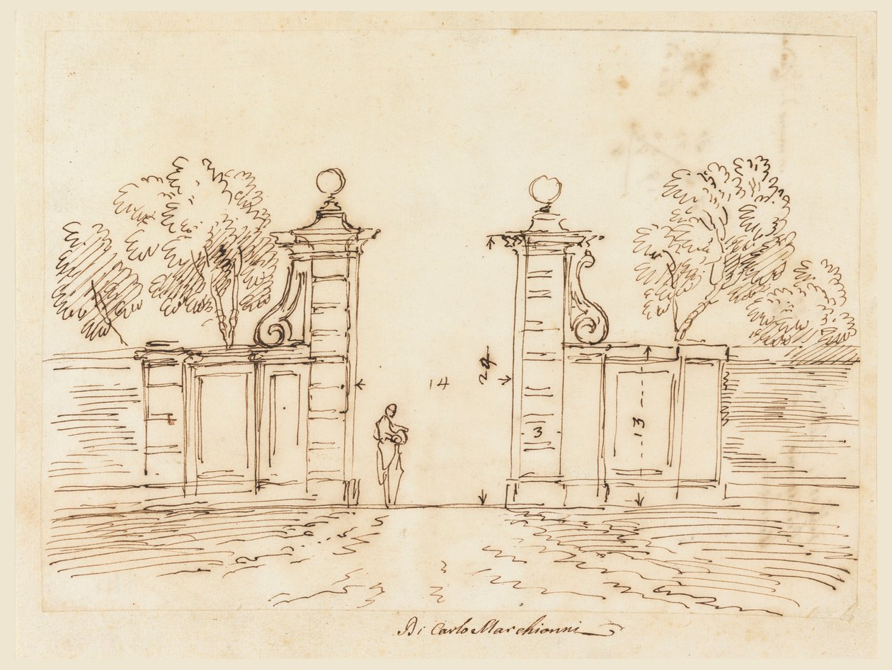 Piirustus, huvilan portin luonnos, 1750-55. tekijältä Carlo Marchionni