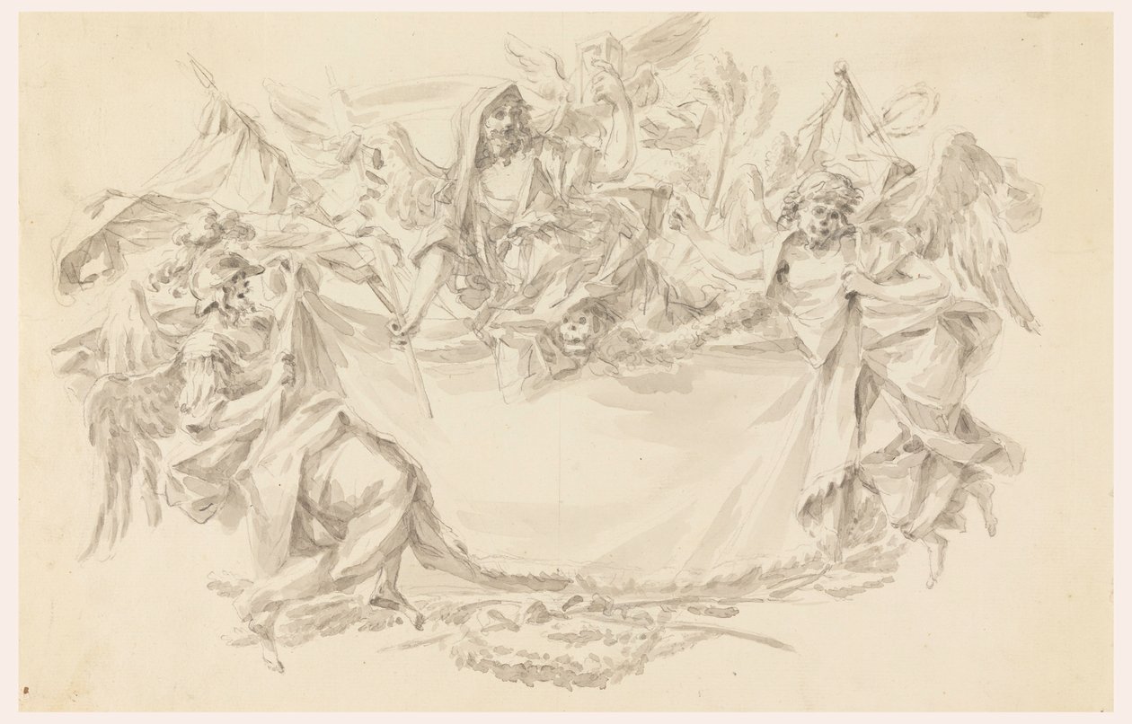 Piirustus, Suunnitelma kankaasta merkinnän paikaksi, 1750-86. tekijältä Carlo Marchionni