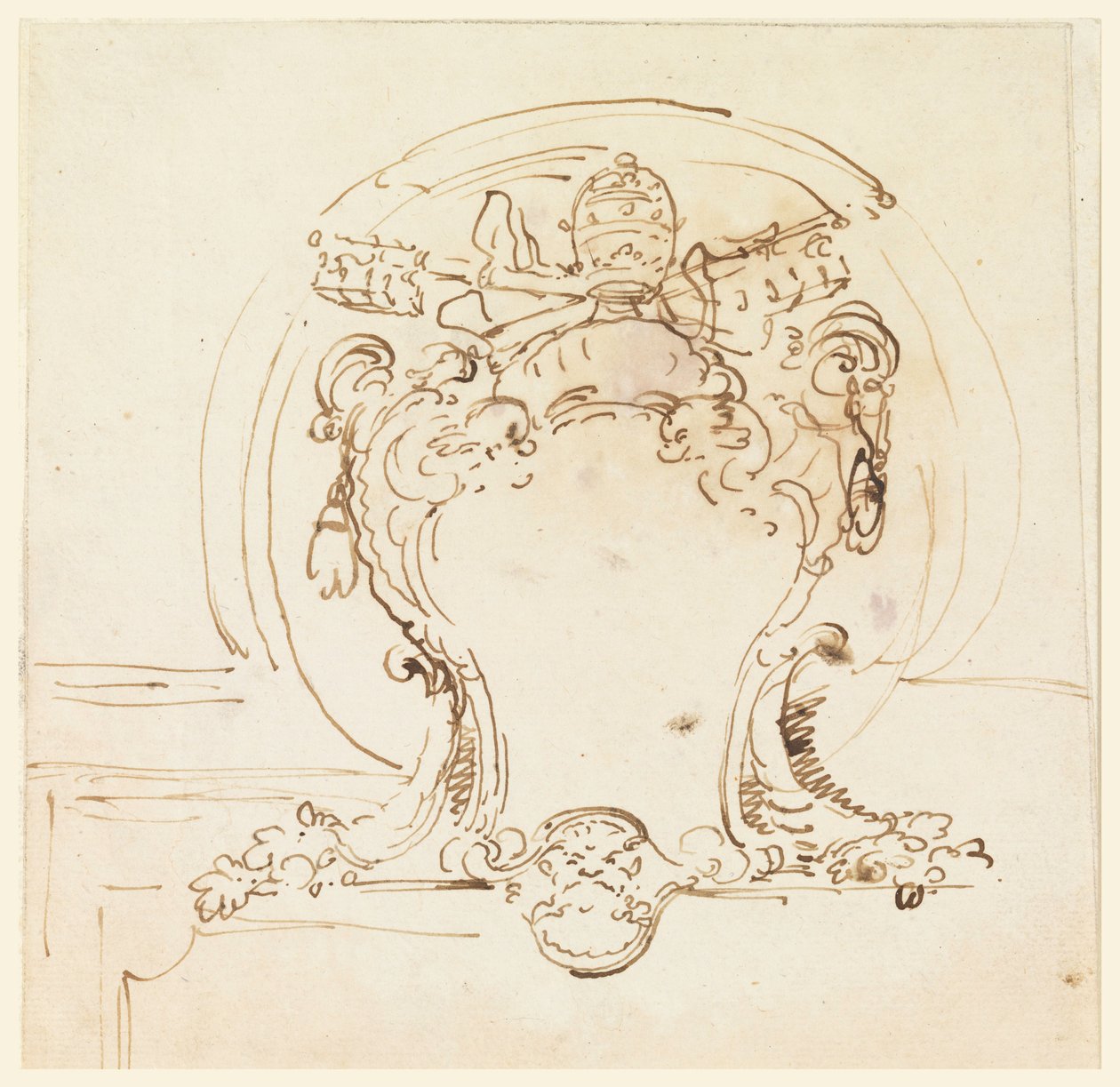 Piirustus, paavin kilpi, 1740-58 tekijältä Carlo Marchionni