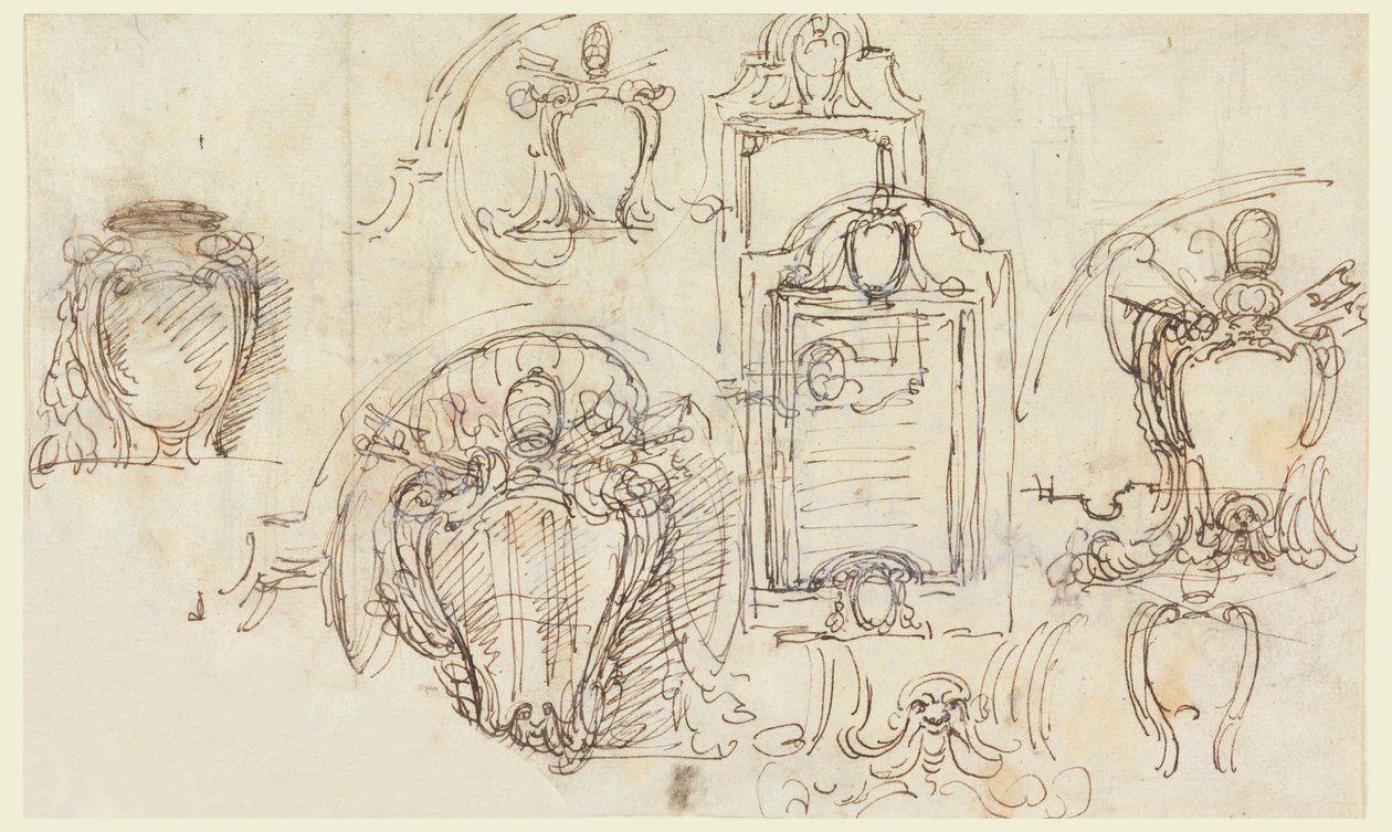 Piirustus, luonnoksia, 1740-58 tekijältä Carlo Marchionni