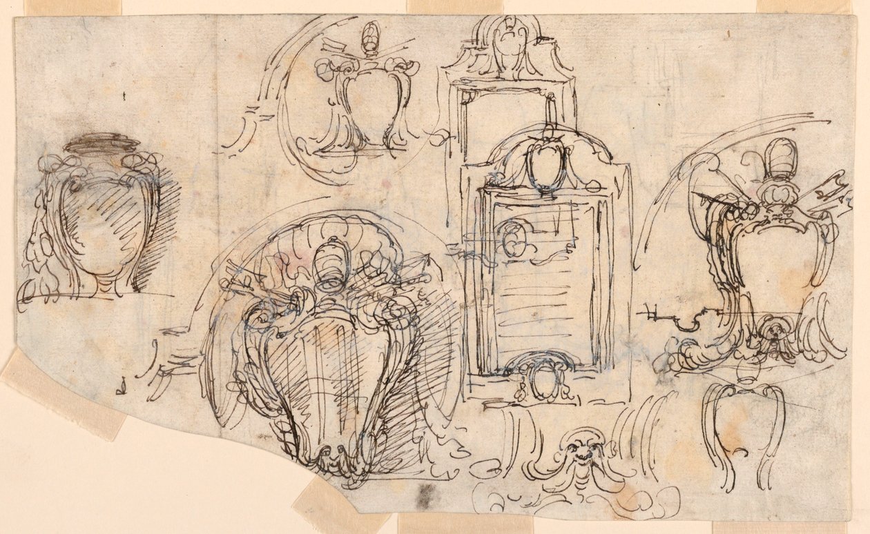 Piirustus, luonnoksia, 1740-58 tekijältä Carlo Marchionni
