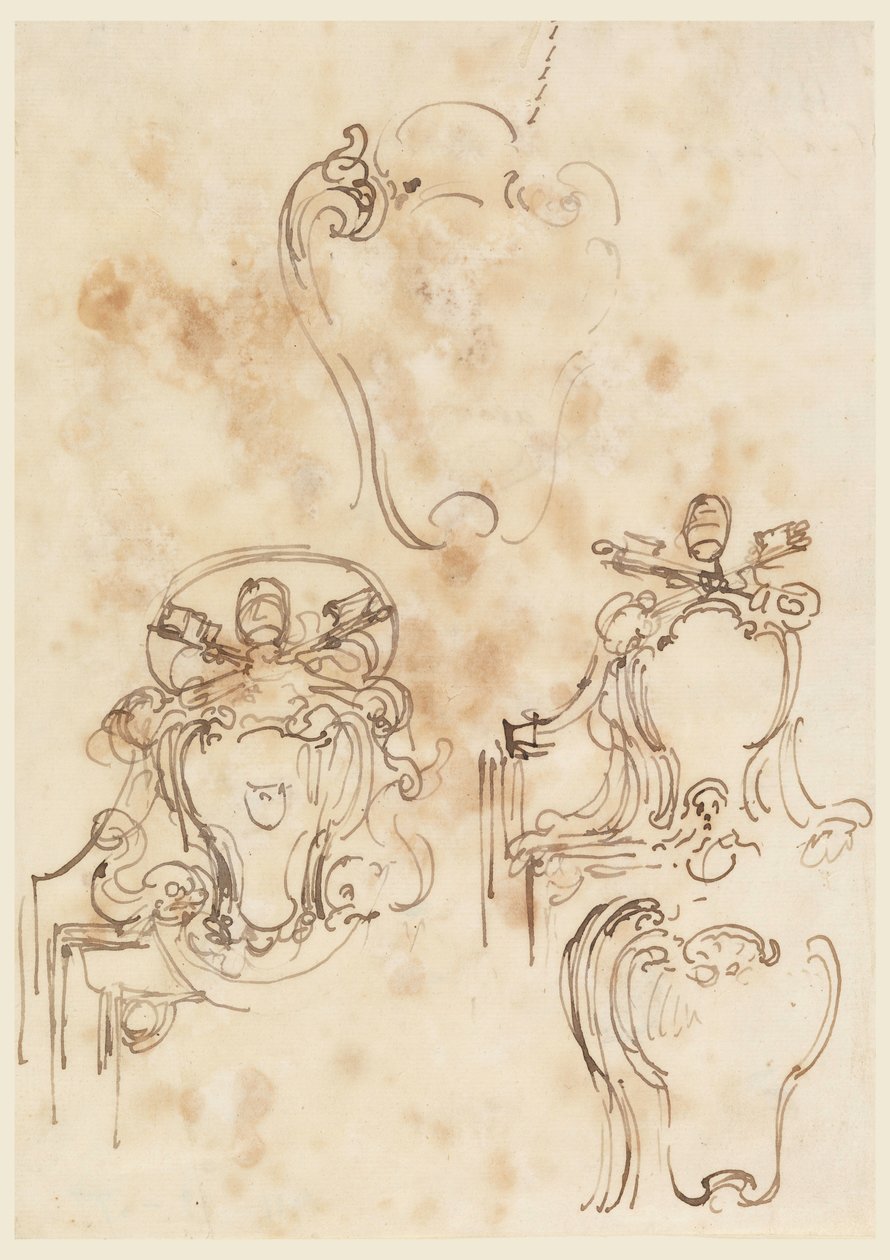 Piirustus, luonnoksia kehyksiä ja kaapistoja varten, 1758-69. tekijältä Carlo Marchionni