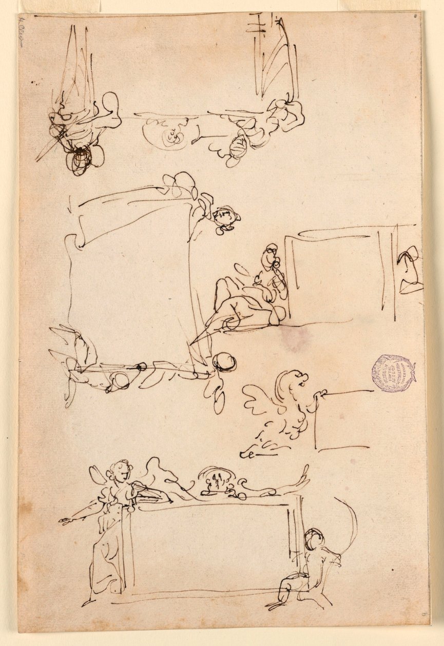 Piirustus, Luonnoksia taulua varten, n. 1750. tekijältä Carlo Marchionni