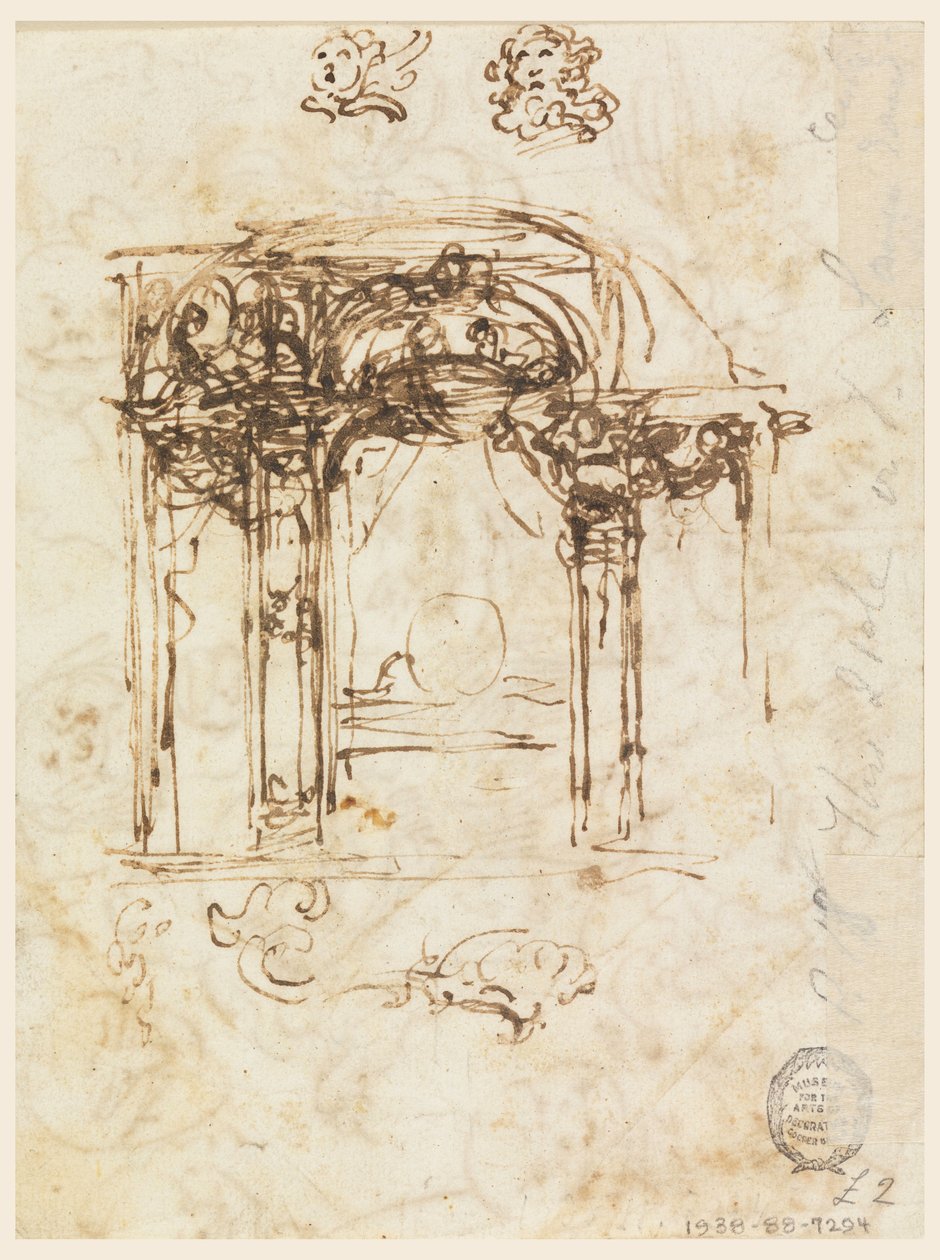 Piirustus, pään tutkimuksia, 1760-80 tekijältä Carlo Marchionni
