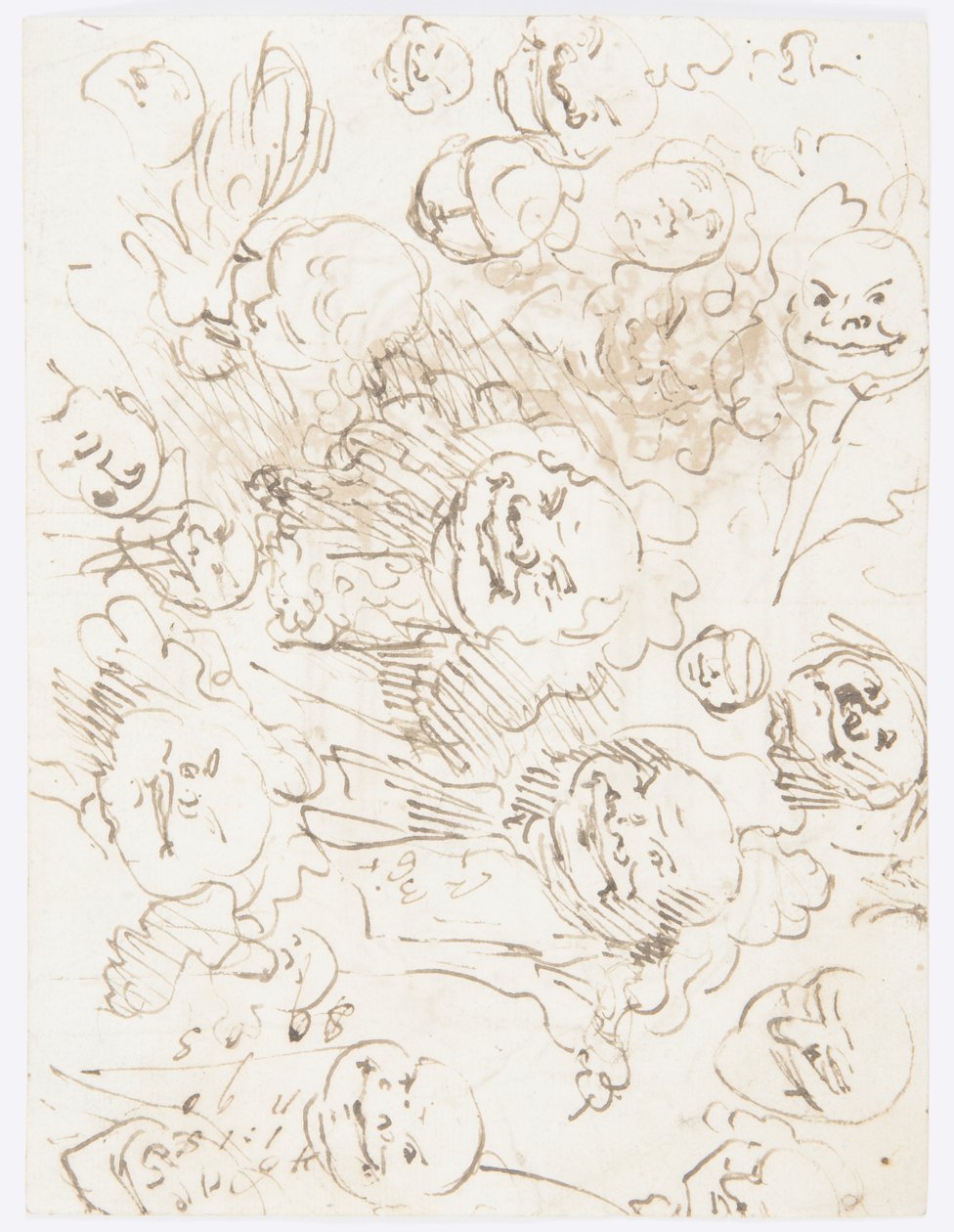 Piirustus, pään tutkimuksia, 1760-80 tekijältä Carlo Marchionni