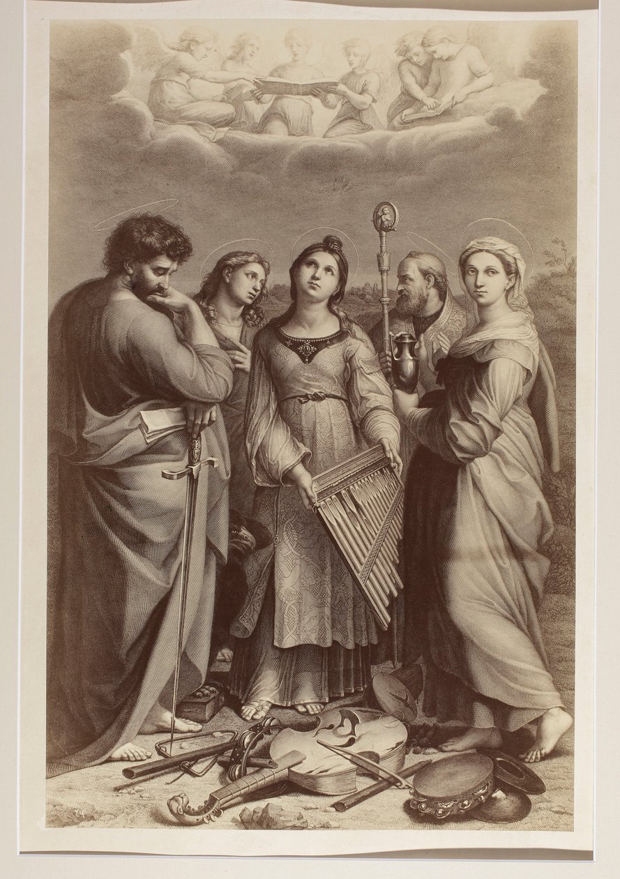 "Pyhän Cecilian ekstaasi", tuntemattoman taiteilijan kuparipiirros, joka perustuu Rafaelin (1483–1520) maalaukseen tekijältä Carlo Naya
