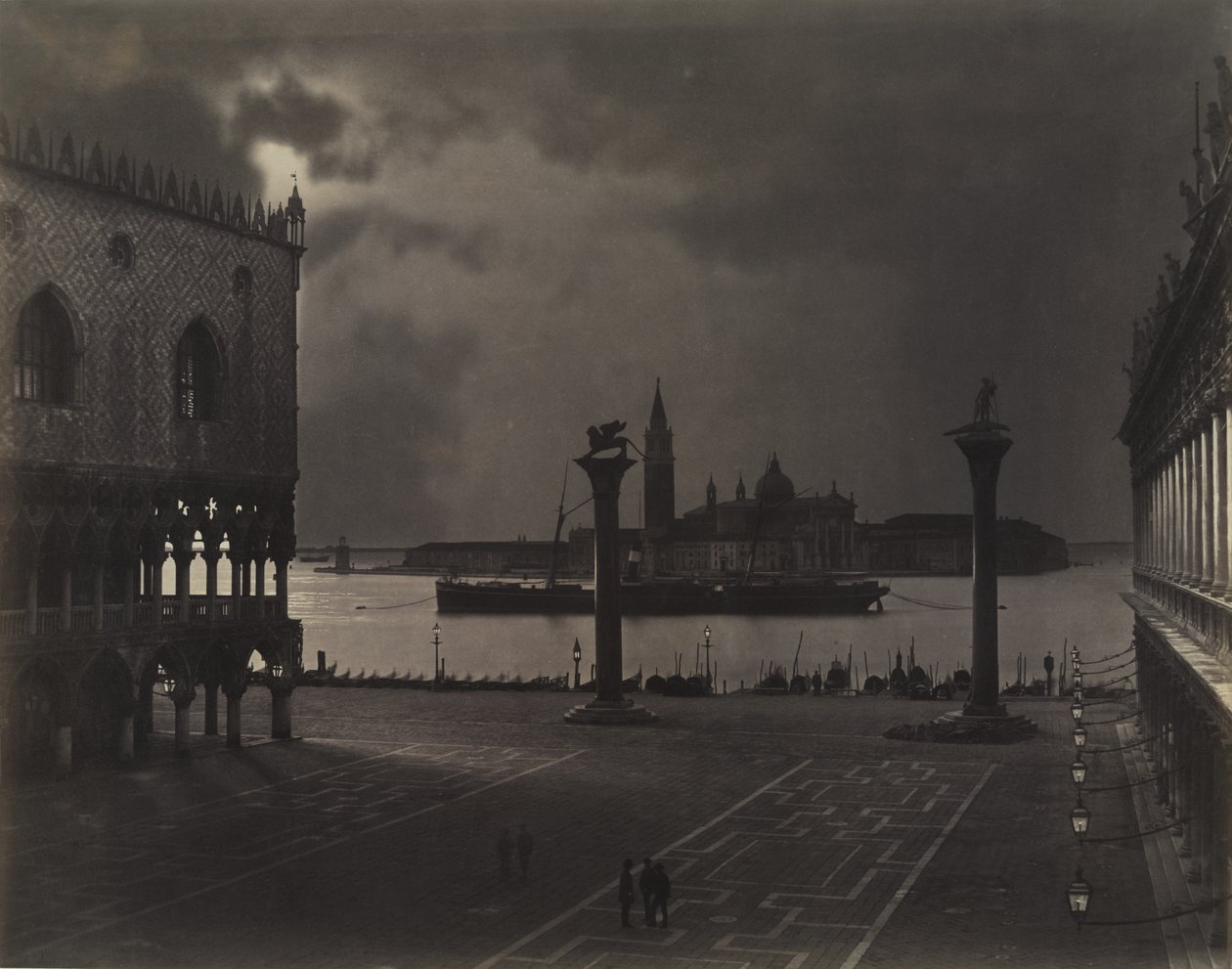 Venetsia: Pyhän Markuksen katse kohti San Giorgio Maggiorea kuutamossa tekijältä Carlo Naya