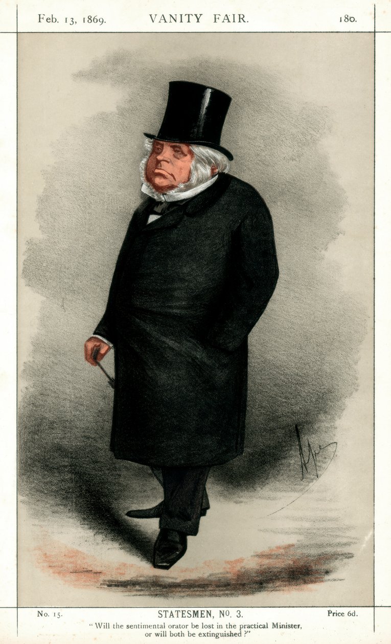 John Bright, brittiläinen radikaali- ja liberaalipoliitikko, 1869. tekijältä Carlo Pellegrini
