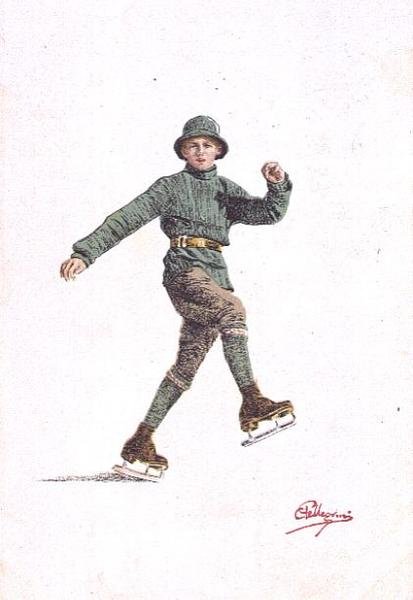 Lone Man Skating (väri litho) tekijältä Carlo Pellegrini