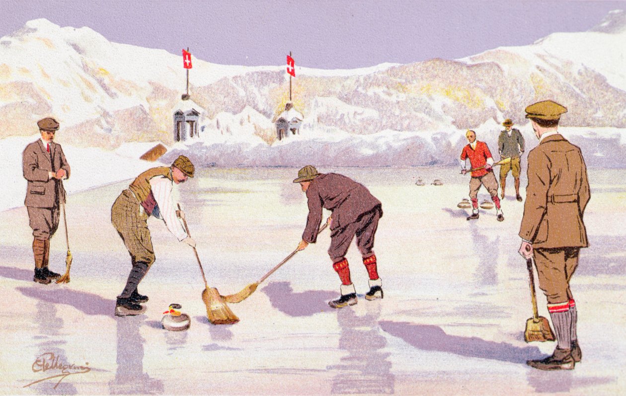 Curling Rink (väri litho) tekijältä Carlo Pellegrini
