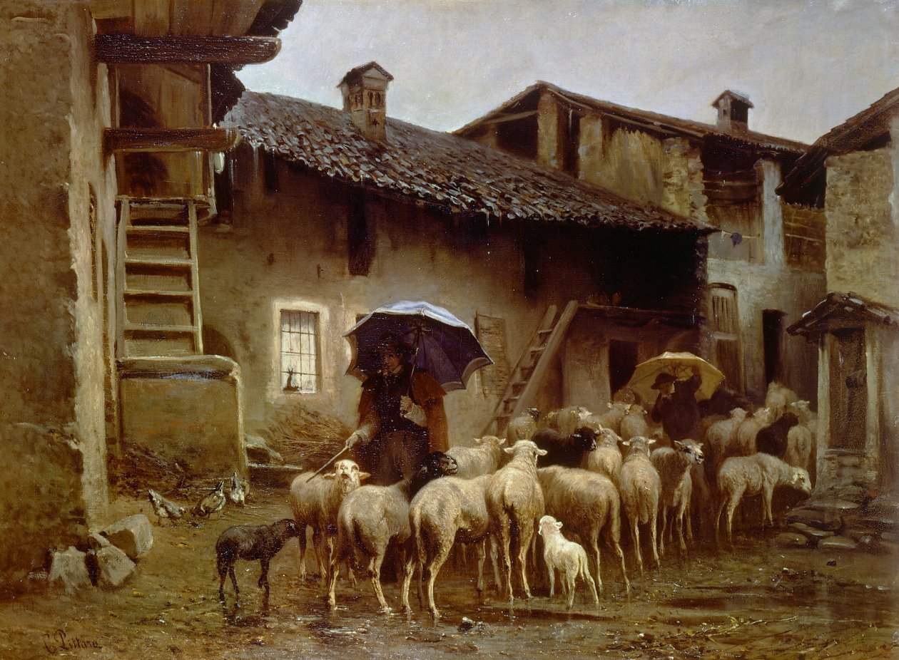 Paluu talliin, kirjoittanut Carlo Pittara (1836-1890) tekijältä Carlo Pittara