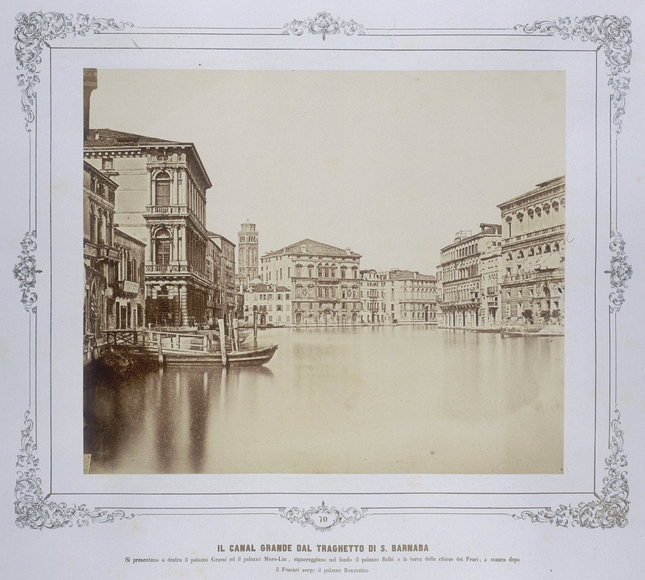Venetsia, Grand Canal San Barnabasin lautalta, n. 1855 tekijältä Carlo Ponti