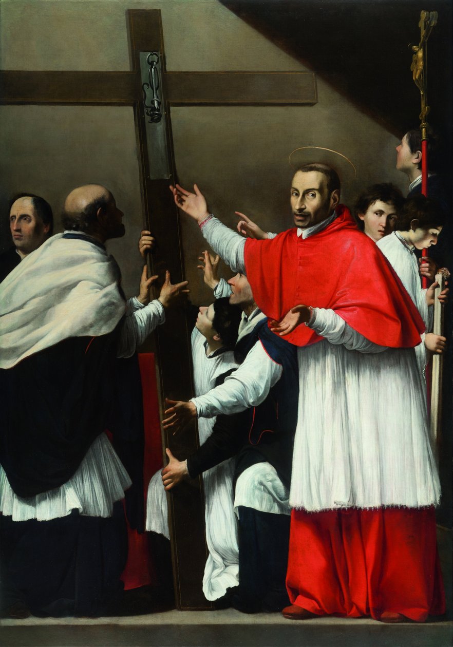 Pyhän kynnen korottaminen Saint Charles Borromeon kanssa tekijältä Carlo Saraceni