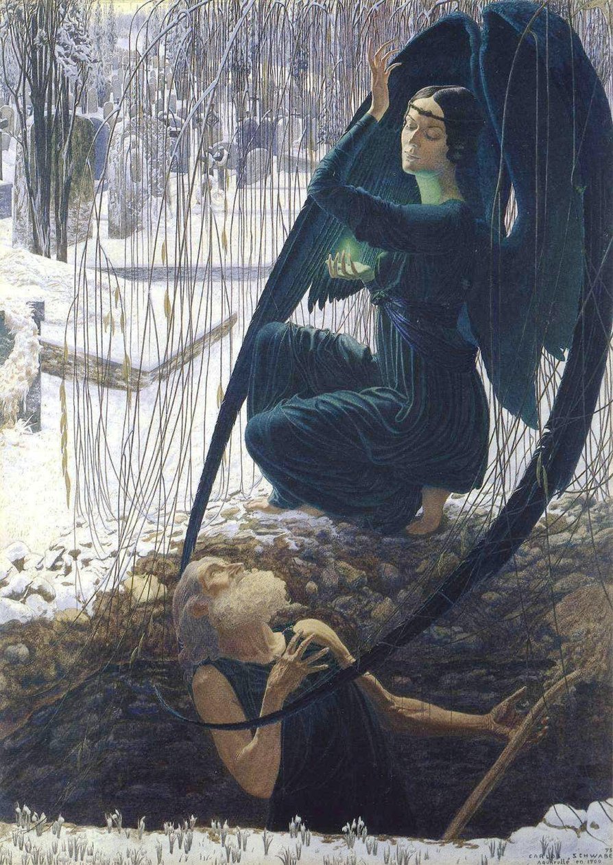 Kuolema ja hautausmiehen yksityiskohta tekijältä Carlos Schwabe