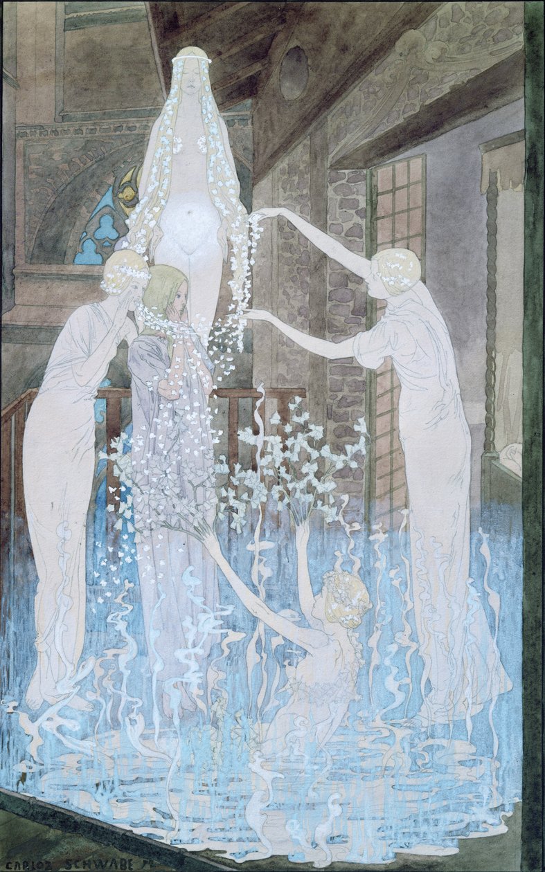 Kuvitus Emile Zolan (1840-1902) Le Revestä n. 1888 tekijältä Carlos Schwabe