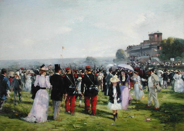 Kilpailujen loppu Auteuilissa, n. 1893 (öljy kankaalle) tekijältä Carlton Alfred Smith