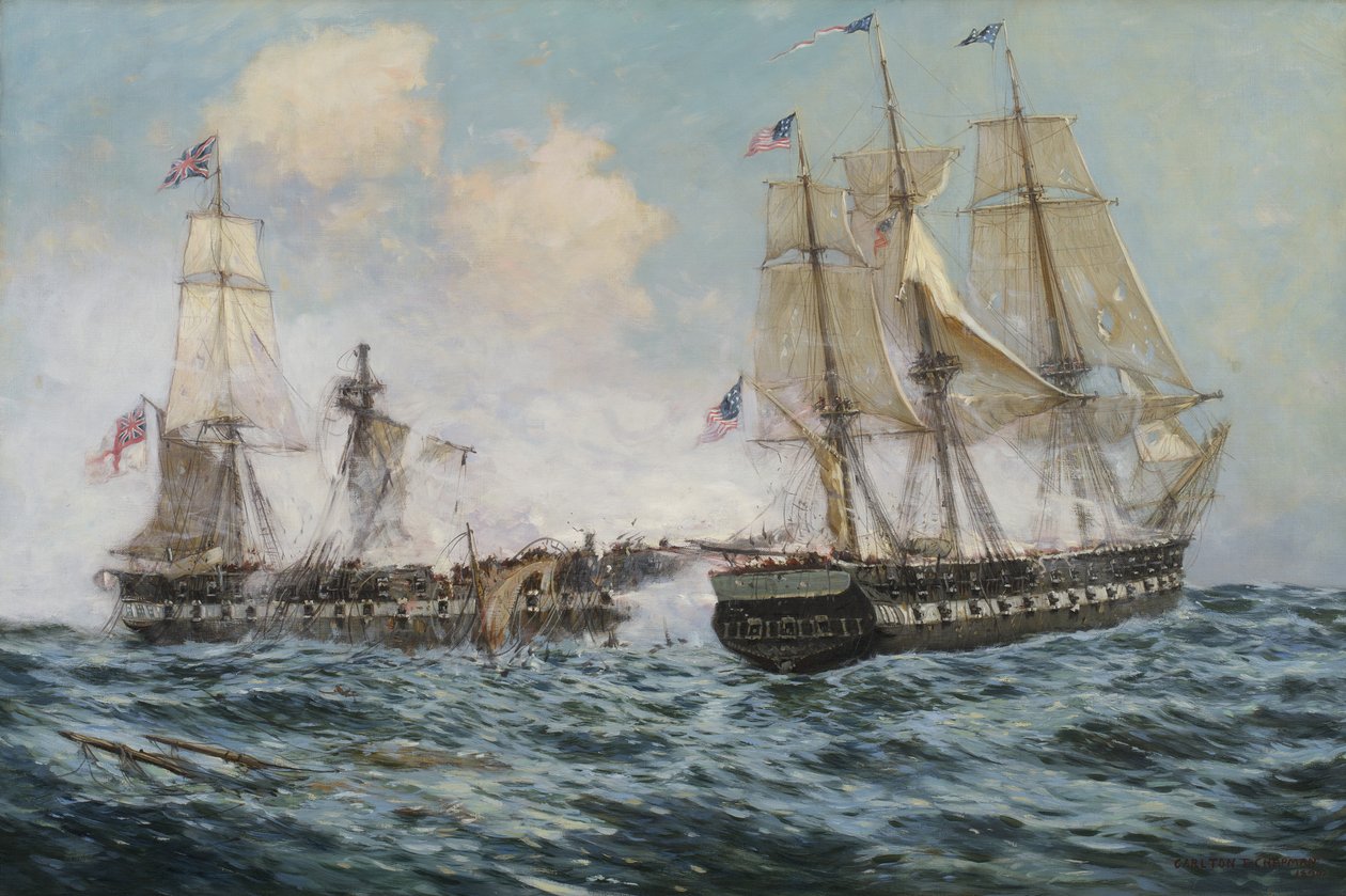 Yhdysvaltain fregatti Constitutionin ja H.M.S. Javan välinen taistelu, 1896. tekijältä Carlton Theodore Chapman