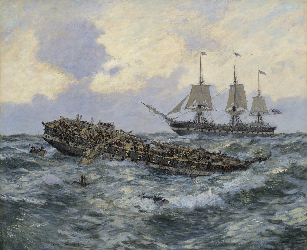 Yhdysvaltain fregattiperustuslain ja H.M.S. Guerriere, 1895 tekijältä Carlton Theodore Chapman