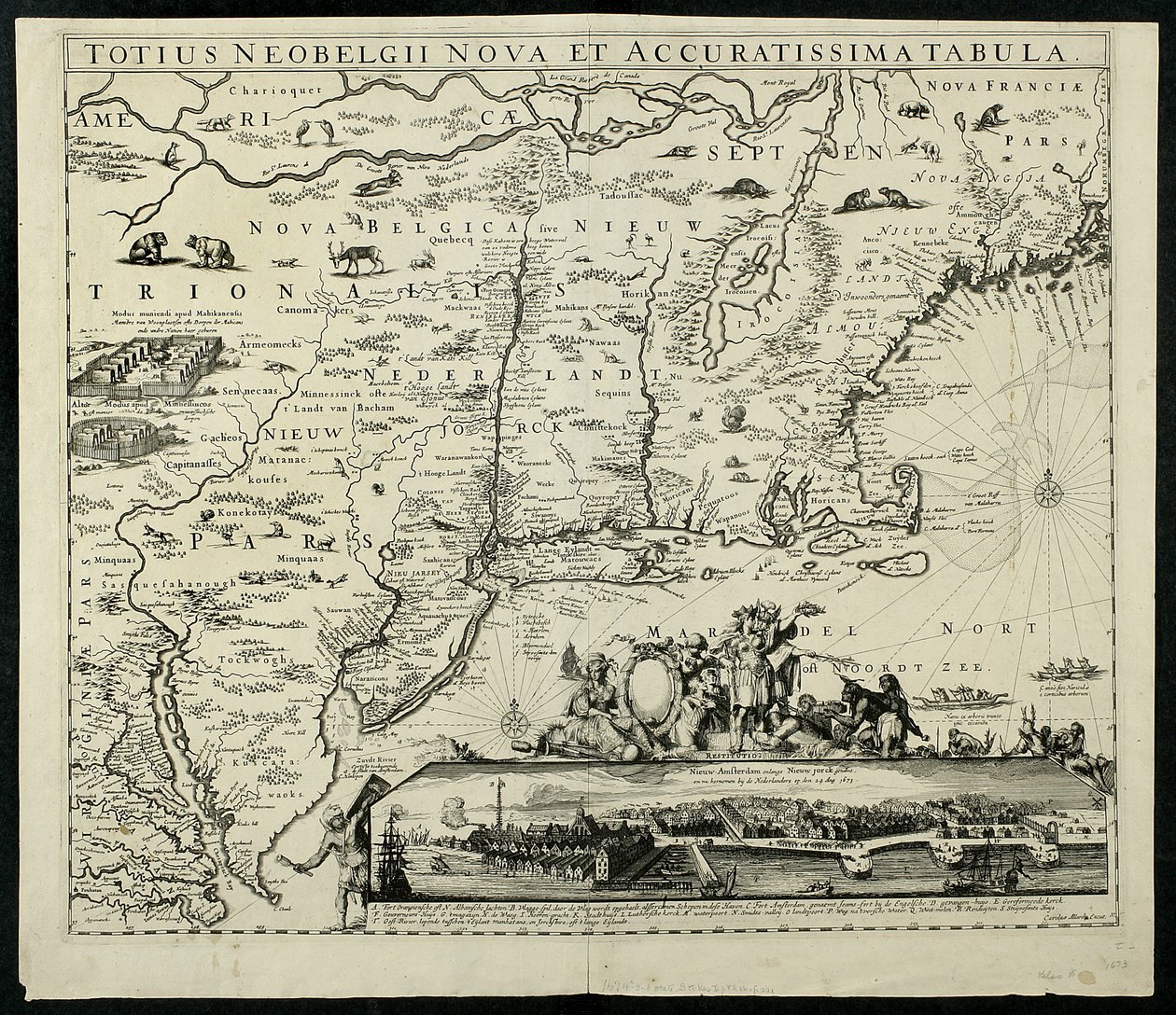 Totius Neobelgii nova et accuratissima tabula, kartta, 1674, painettu kartta vuodelta 1674, muste paperille. tekijältä Carolus Allardt