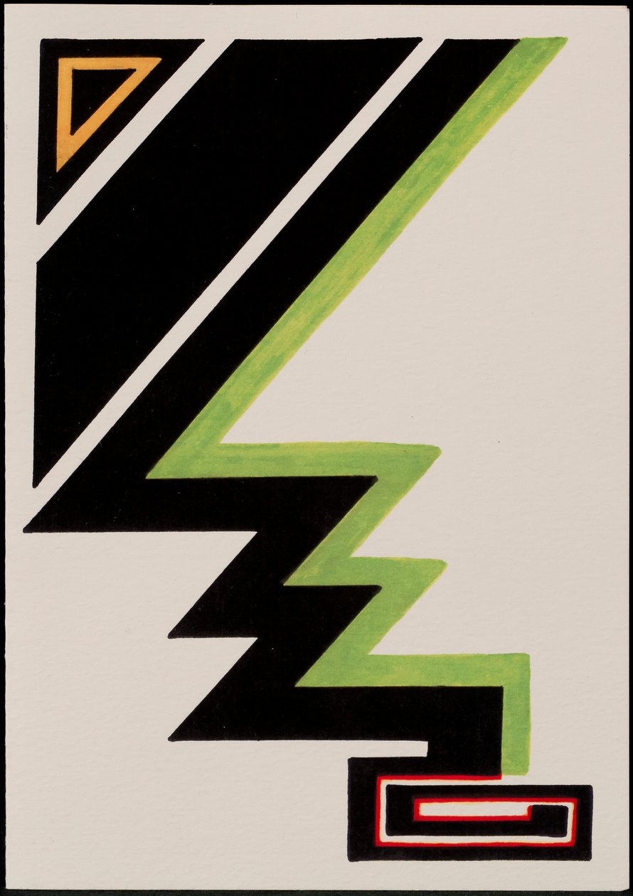 Deco joulukuusi, 2012 (musta ja värillinen muste paperille) tekijältä Carolyn Hubbard Ford