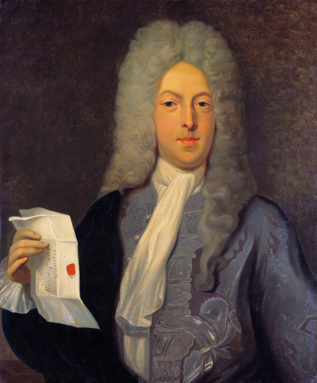 John Lawn (1671 - 1729) muotokuva Skotlannin talousjohtajasta, joka aiheutti konkurssin vuonna 1720 (Quincampoix Streetin tapahtuma). Casimir Balthasarin (1811-1875) maalaus tekijältä Casimir de Balthasar