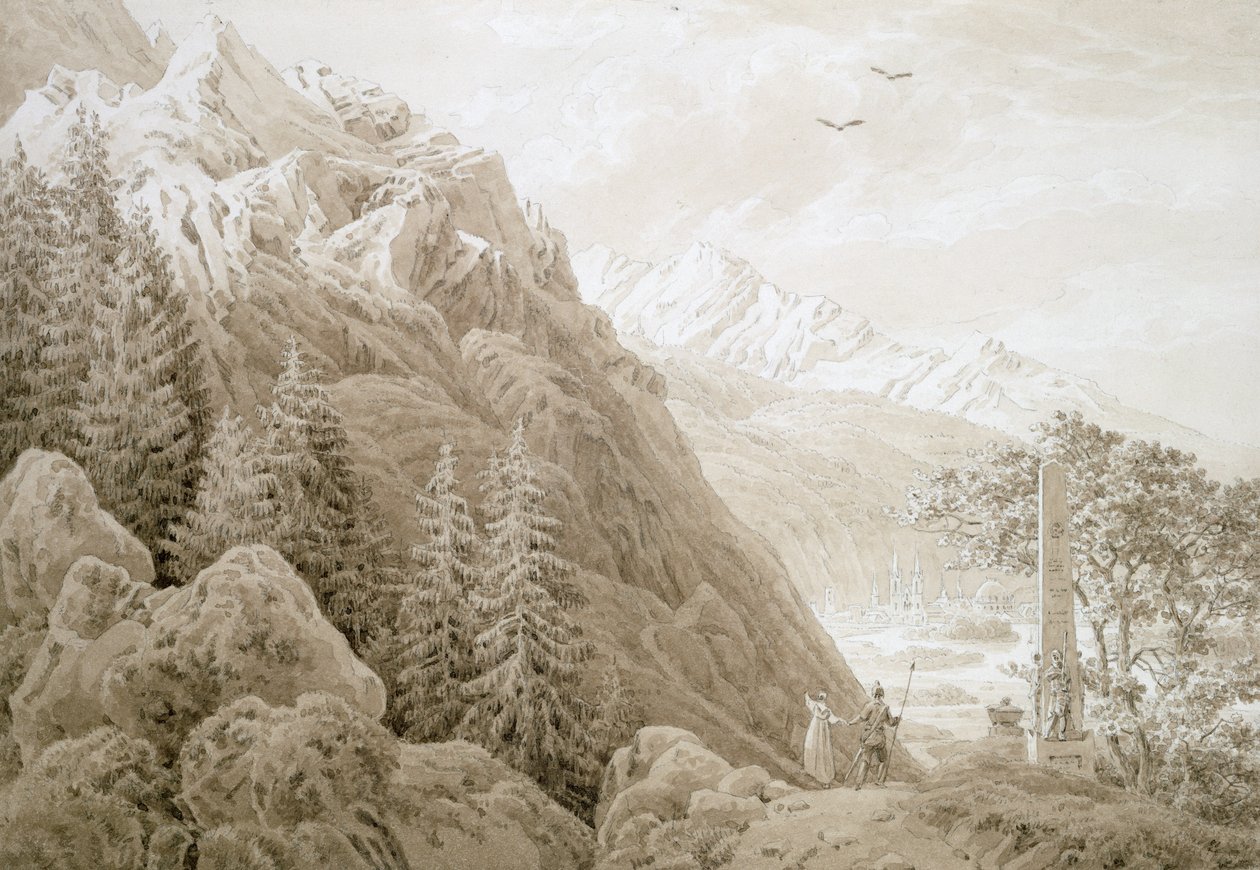 Syksy (muste kynällä paperille) tekijältä Caspar David Friedrich