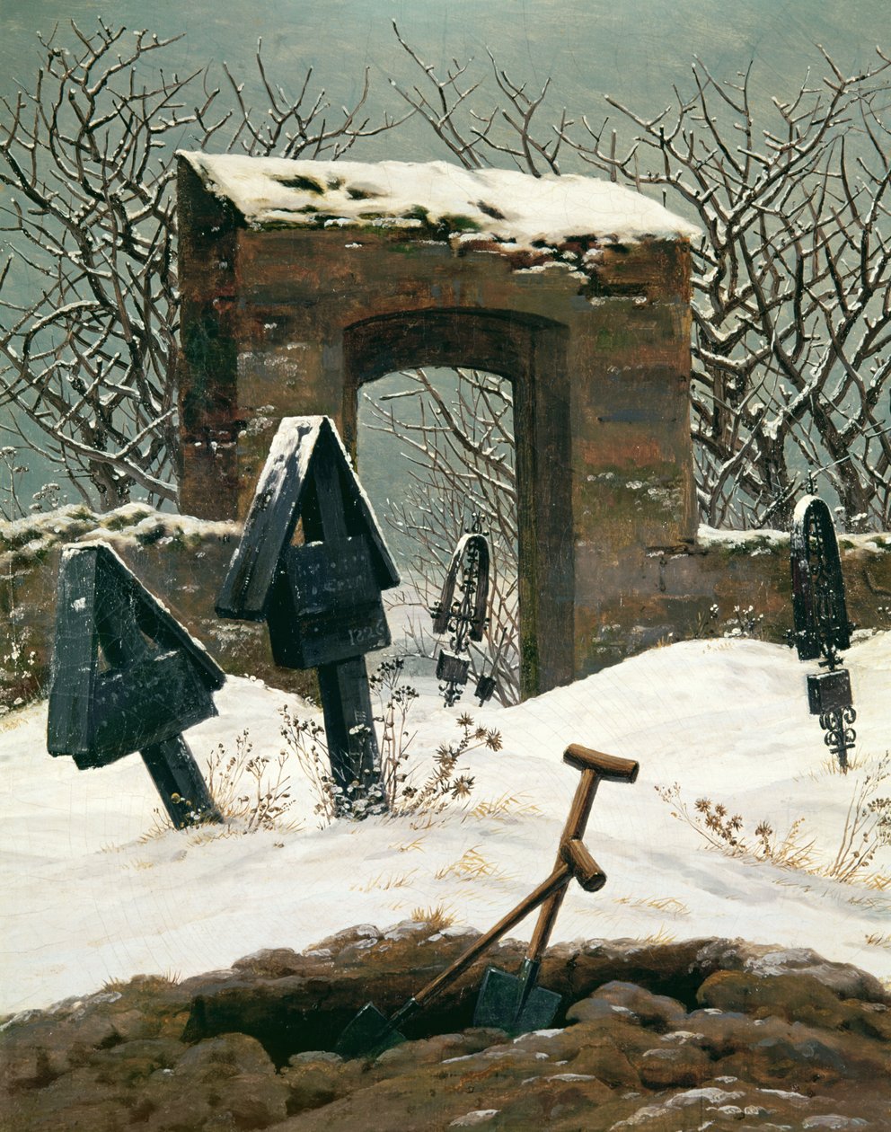 Hautausmaa lumessa, 1826 tekijältä Caspar David Friedrich