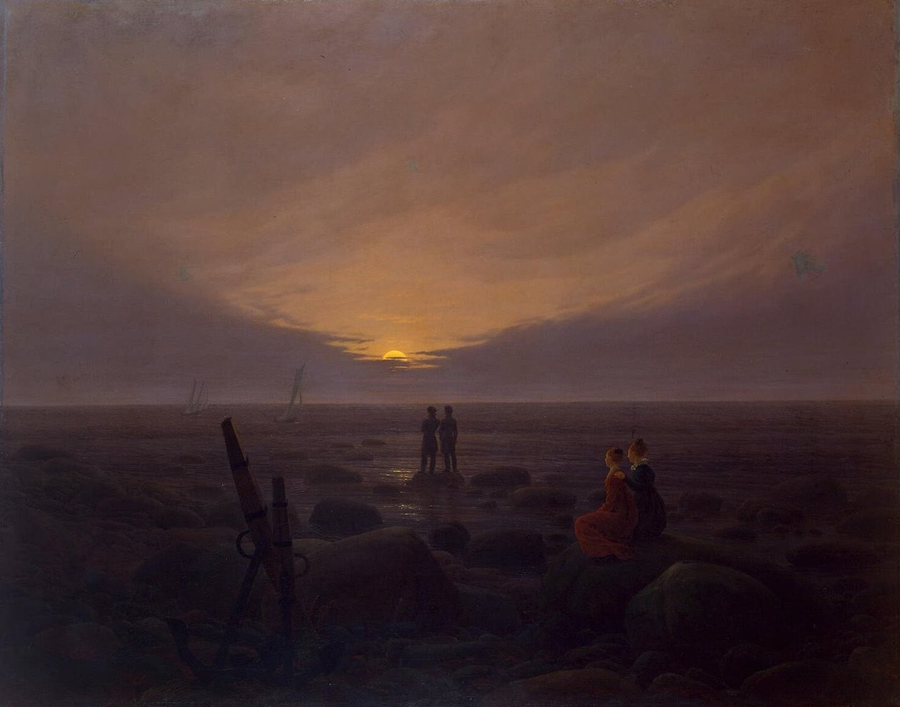 Kuun nousu meren yllä tekijältä Caspar David Friedrich