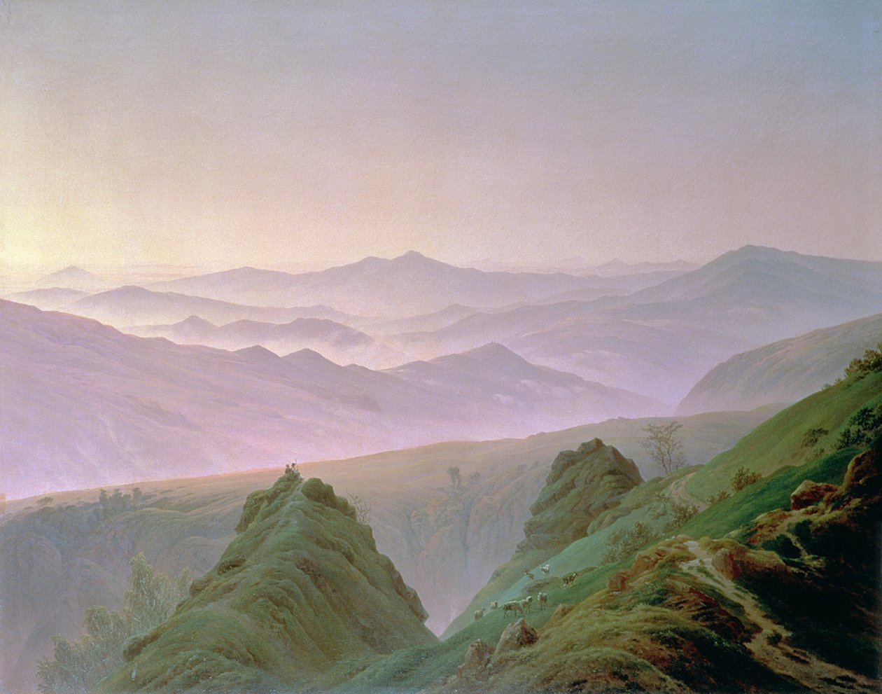 Aamu vuoristossa tekijältä Caspar David Friedrich