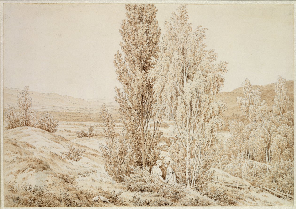 Kesä (seepiamuste ja kynä paperille) tekijältä Caspar David Friedrich