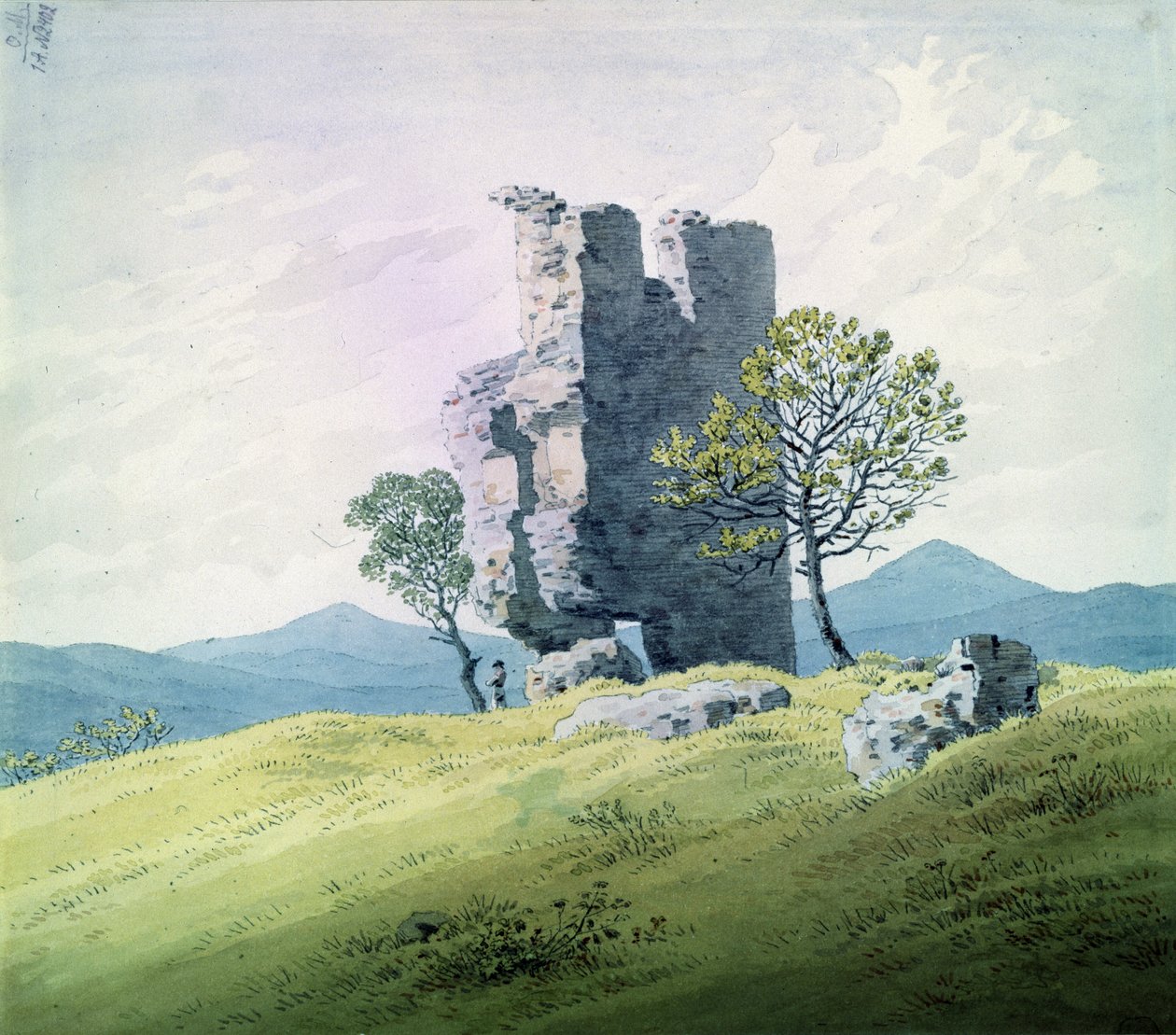 Linna Teplitzissä (wc paperilla) tekijältä Caspar David Friedrich