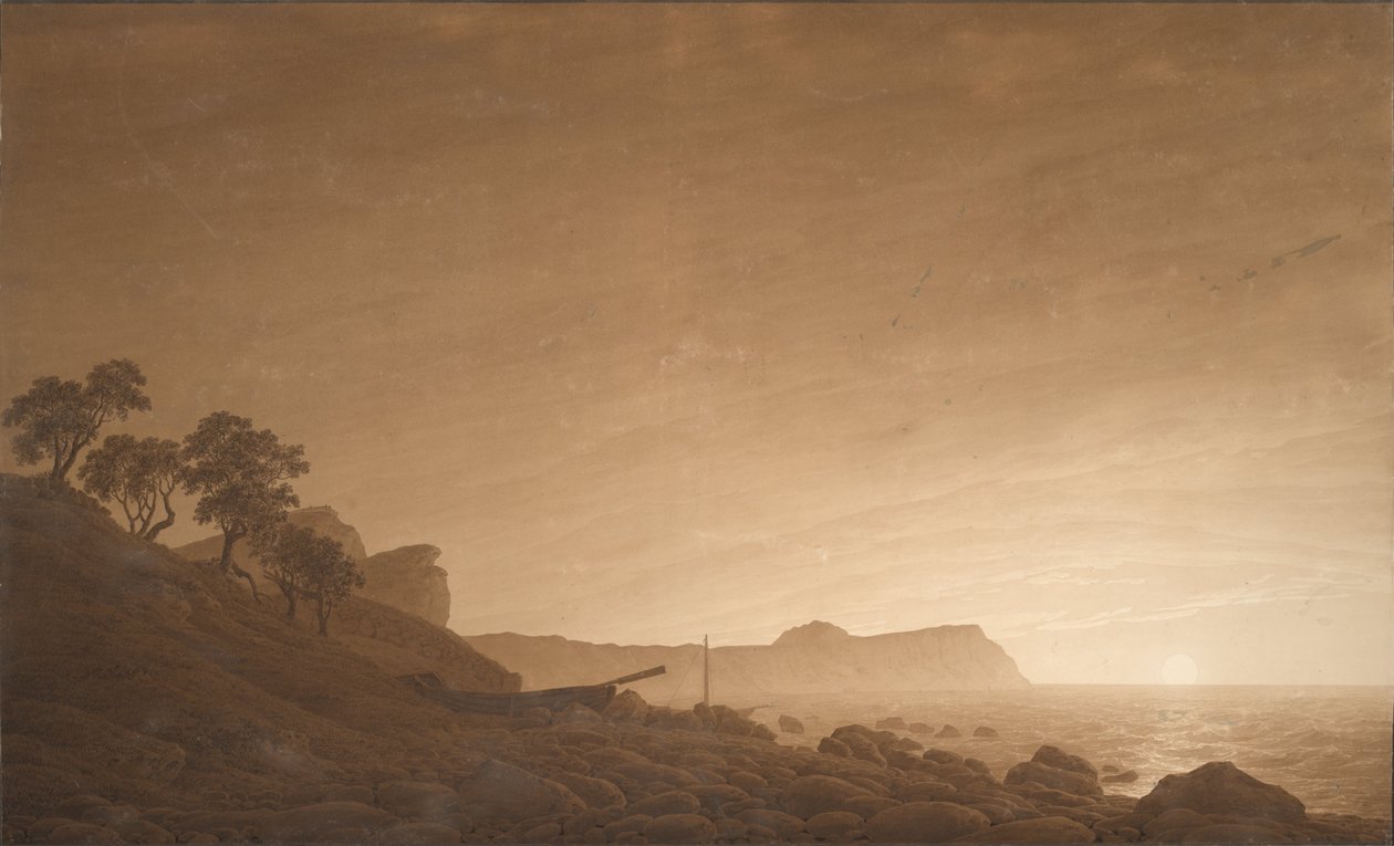 Näkymä Arkonasta ja nouseva kuu, n. 1805-1806 tekijältä Caspar David Friedrich