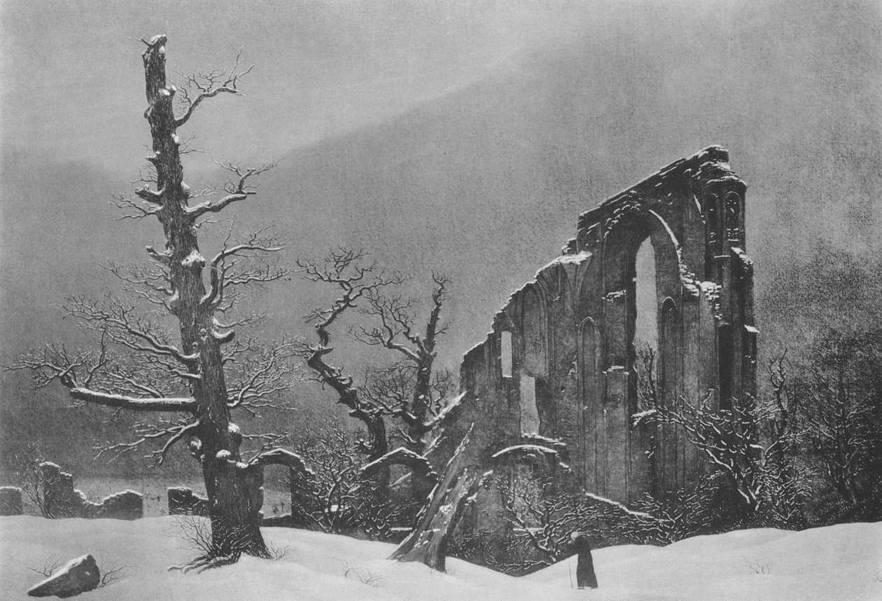 Winterlandschaft mit Ruine des Klosters Eldena tekijältä Caspar David Friedrich