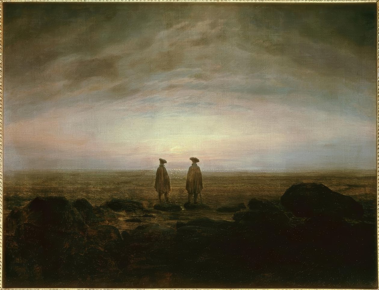 Zwei Männer am Meer bei Mondaufgang tekijältä Caspar David Friedrich
