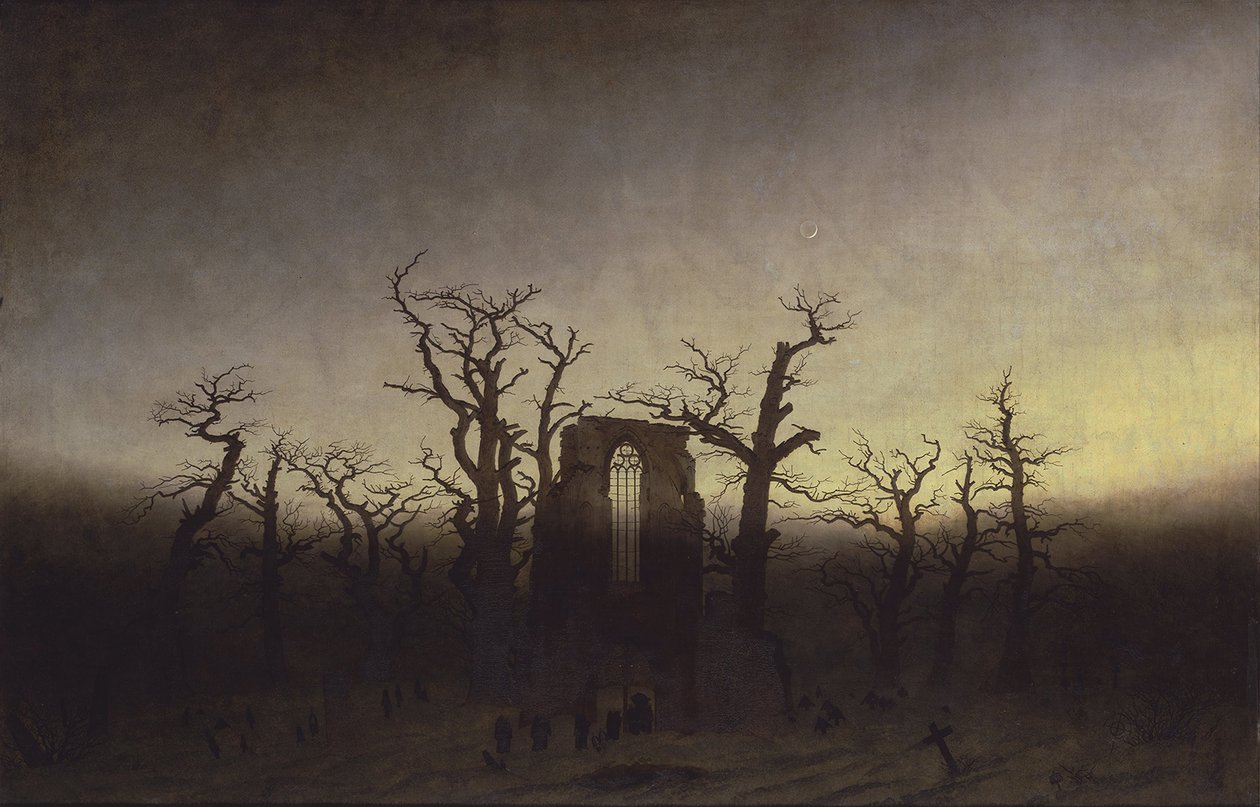 Abbey tammimetsässä tekijältä Caspar David Friedrich