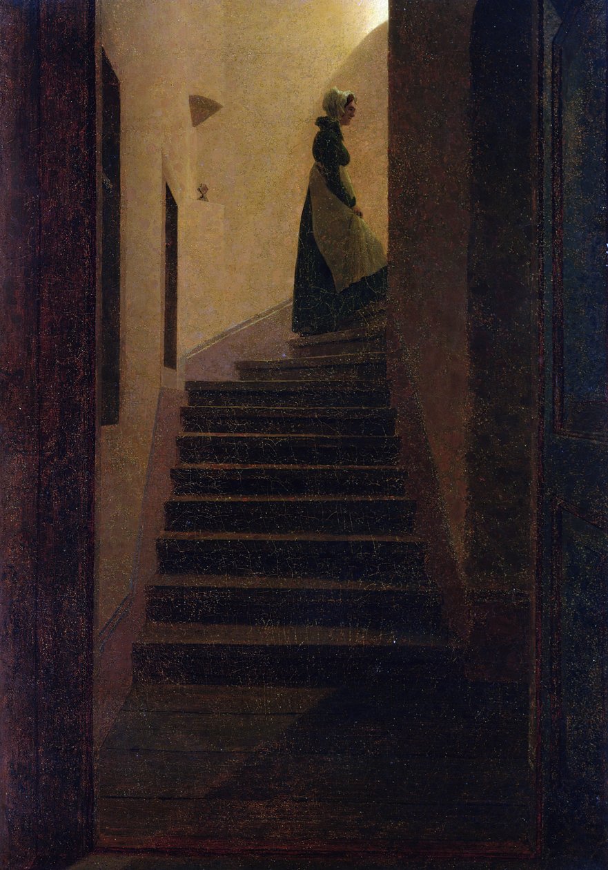 Caroline on the Stairs (öljy kankaalle) tekijältä Caspar David Friedrich