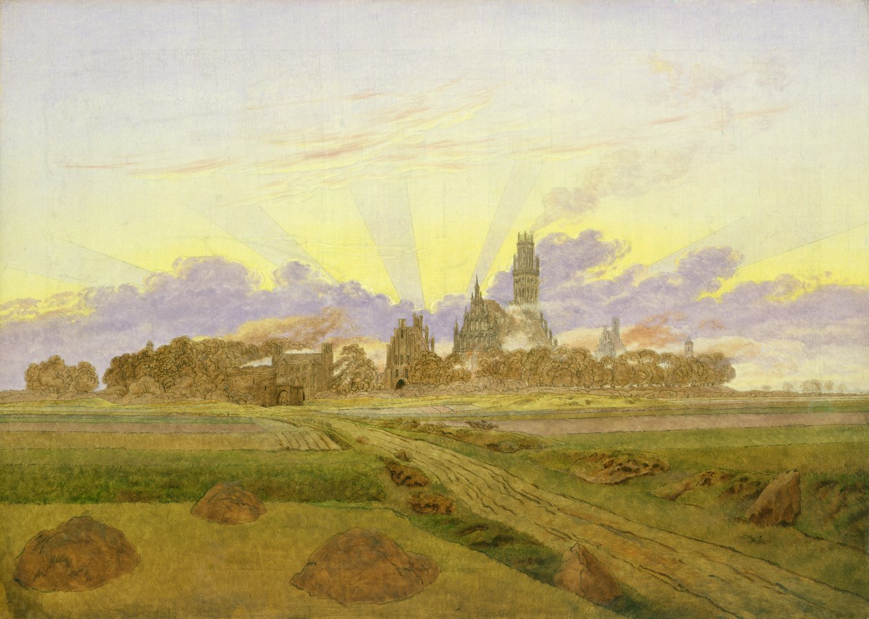 Aamunkoitto Neubrandenburgissa (öljy kankaalle) tekijältä Caspar David Friedrich