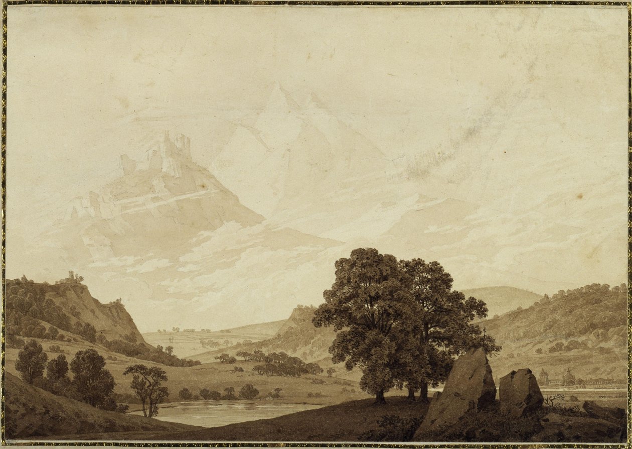 Syksy - Ilta - Kypsyys (vuodenajoista, vuorokaudenajoista ja elämänvaiheista koostuvasta vuoden 1803 sarjasta) tekijältä Caspar David Friedrich