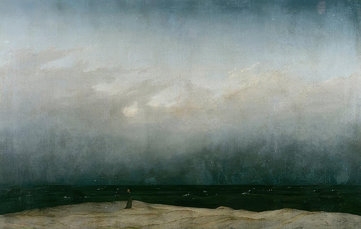 Munkki meren rannalla. 1808-1810 tekijältä Caspar David Friedrich