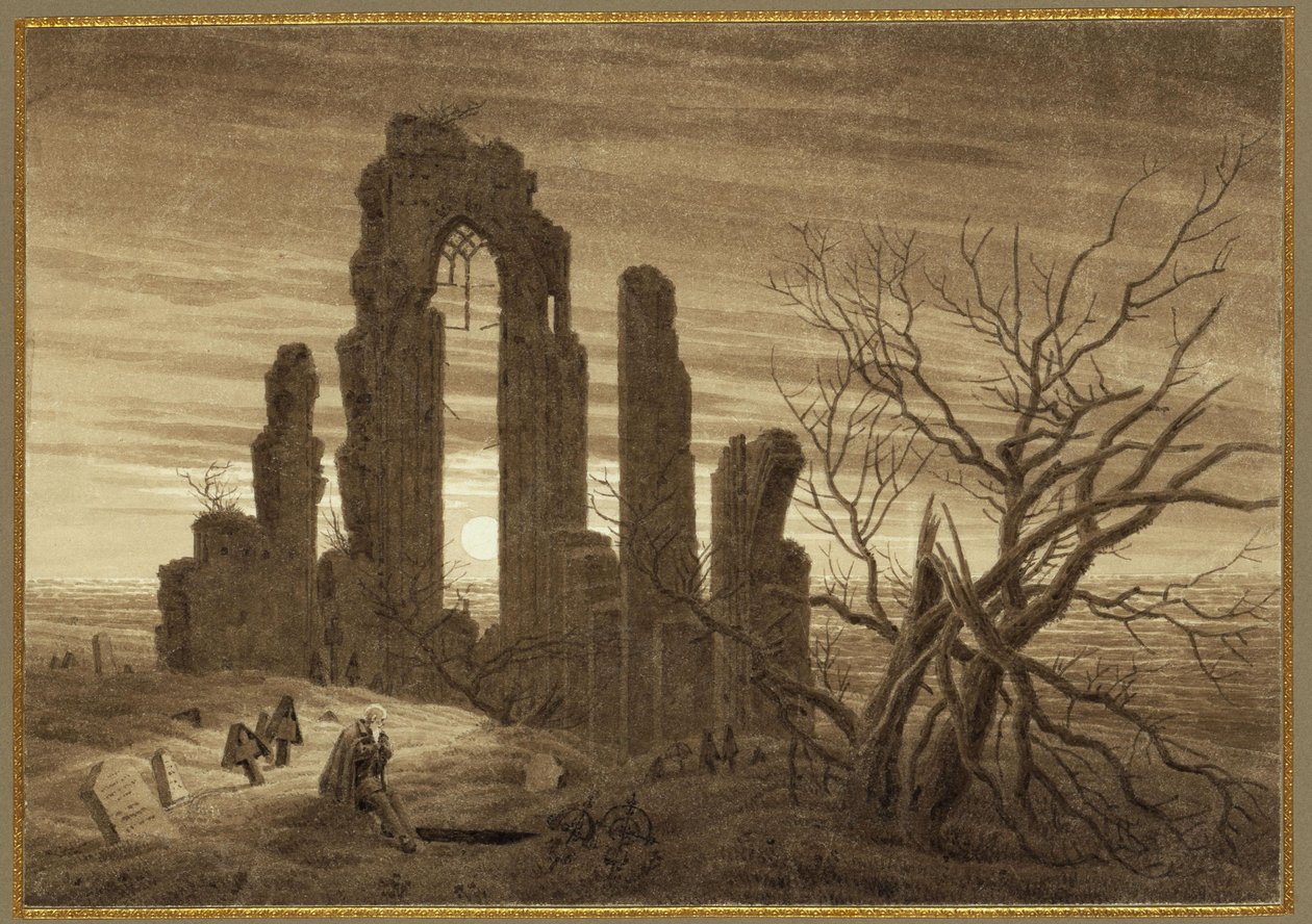 Talvi - Yö - Vanhuus ja kuolema (vuoden 1803 vuorokaudenaikoja ja elämänvaiheita kuvaavasta sarjasta) tekijältä Caspar David Friedrich