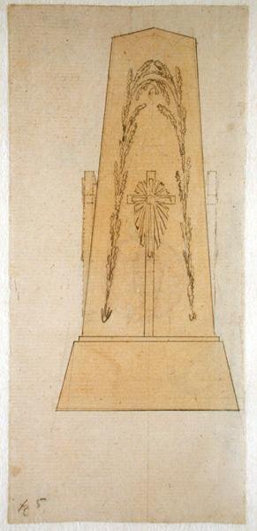 Suunnittelu monumentille, 1812 (kynä keltaisella pesulla paperilla) tekijältä Caspar David Friedrich