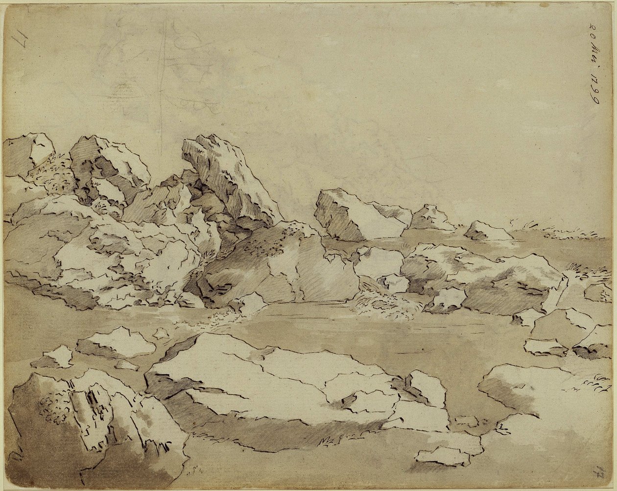 Kalliotutkielmia, vierekkäin sijaitsevia lohkareita tekijältä Caspar David Friedrich
