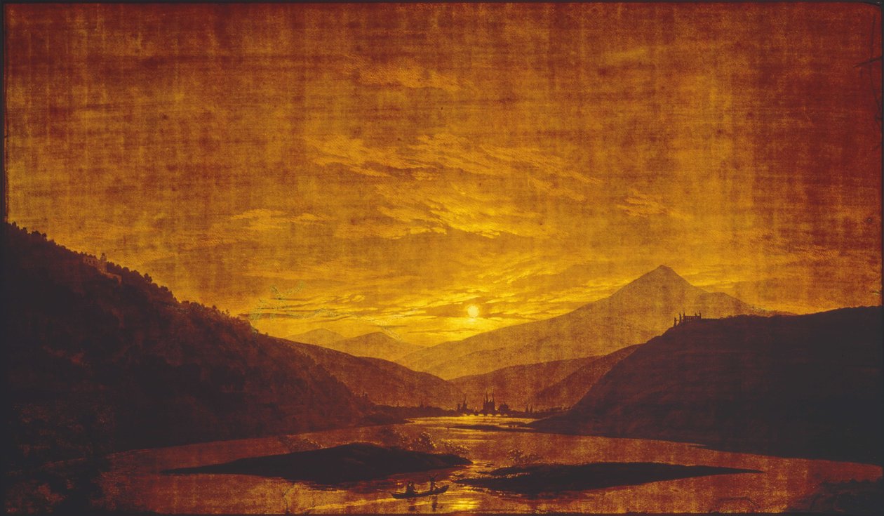 Flusslandschaft bei Nacht tekijältä Caspar David Friedrich