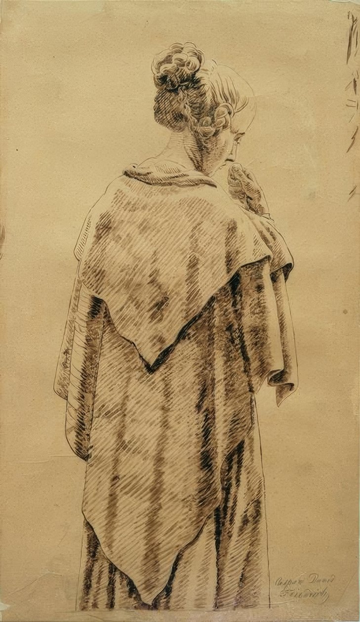 Frau im Umschlagtuch tekijältä Caspar David Friedrich
