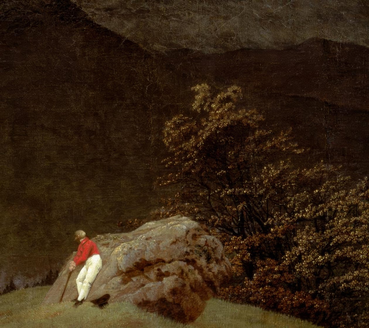 Gebirgslandschaft mit Regenbogen tekijältä Caspar David Friedrich