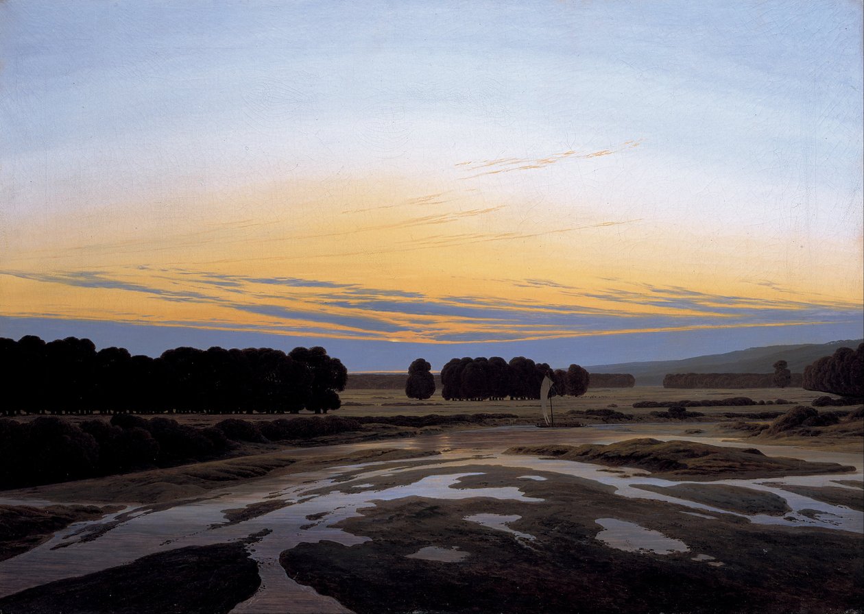 Saksa: Das Große Gehege Dresdenin lähellä Suuri aitaaminen tekijältä Caspar David Friedrich
