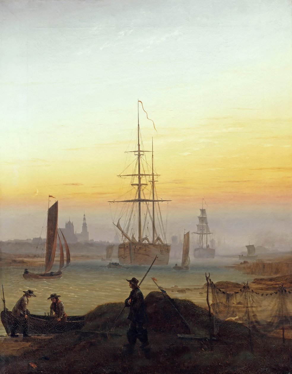 Saksa: Der Greifswalder Hafen Greifswaldin satama tekijältä Caspar David Friedrich